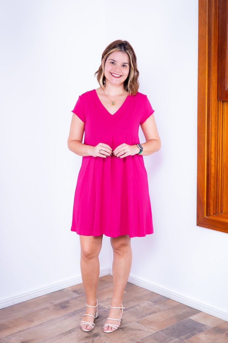 Vestido Laura - Evasê Decote V em Viscolycra - Naguirre Shop