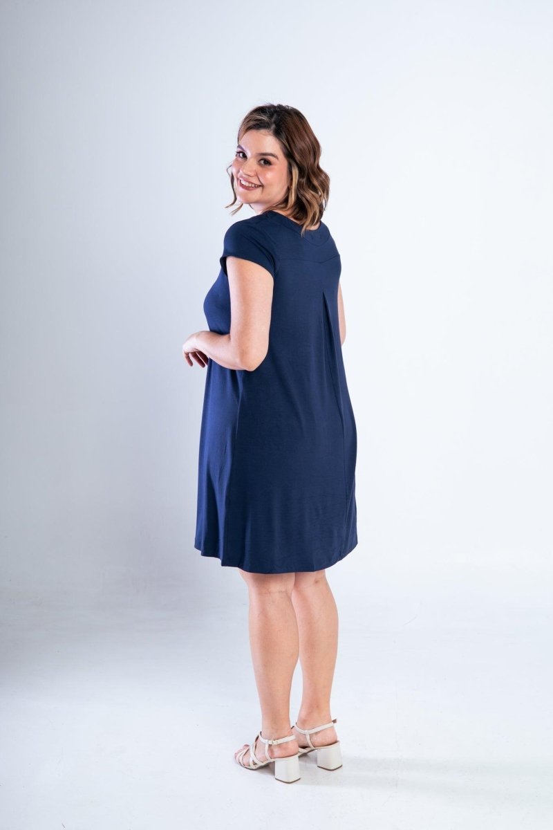 Vestido Laura - Evasê Decote V em Viscolycra - Naguirre Shop