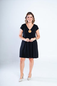 Vestido Laura - Evasê Decote V em Viscolycra - Naguirre Shop