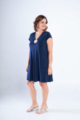 Vestido Laura - Evasê Decote V em Viscolycra - Naguirre Shop