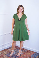 Vestido Laura - Evasê Decote V em Viscolycra - Naguirre Shop