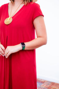 Vestido Laura - Evasê Decote V em Viscolycra - Naguirre Shop