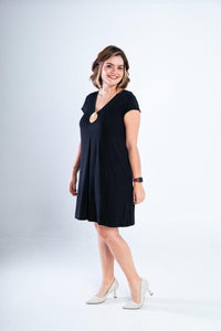 Vestido Laura - Evasê Decote V em Viscolycra - Naguirre Shop
