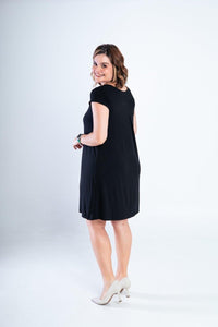 Vestido Laura - Evasê Decote V em Viscolycra - Naguirre Shop