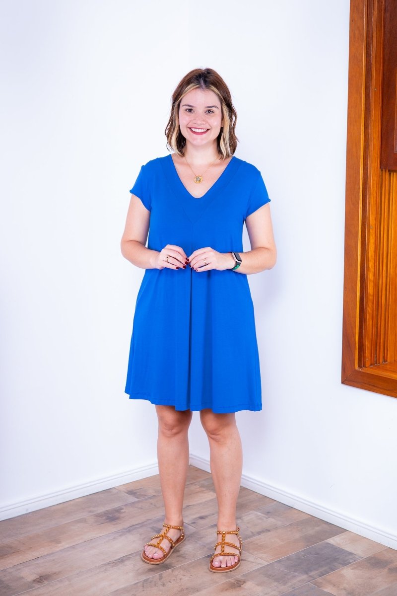 Vestido Laura - Evasê Decote V em Viscolycra - Naguirre Shop