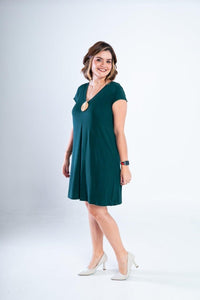Vestido Laura - Evasê Decote V em Viscolycra - Naguirre Shop