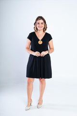 Vestido Laura - Evasê Decote V em Viscolycra - Naguirre Shop