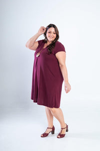 Vestido Laura - Evasê Decote V em Viscolycra - Naguirre Shop