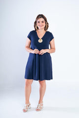 Vestido Laura - Evasê Decote V em Viscolycra - Naguirre Shop