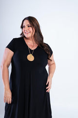 Vestido Laura - Evasê Decote V em Viscolycra - Naguirre Shop