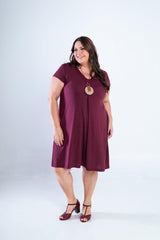 Vestido Laura - Evasê Decote V em Viscolycra - Naguirre Shop