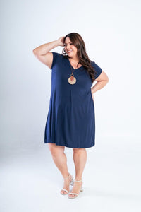 Vestido Laura - Evasê Decote V em Viscolycra - Naguirre Shop