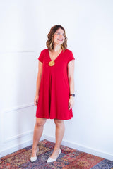 Vestido Laura - Evasê Decote V em Viscolycra - Naguirre Shop