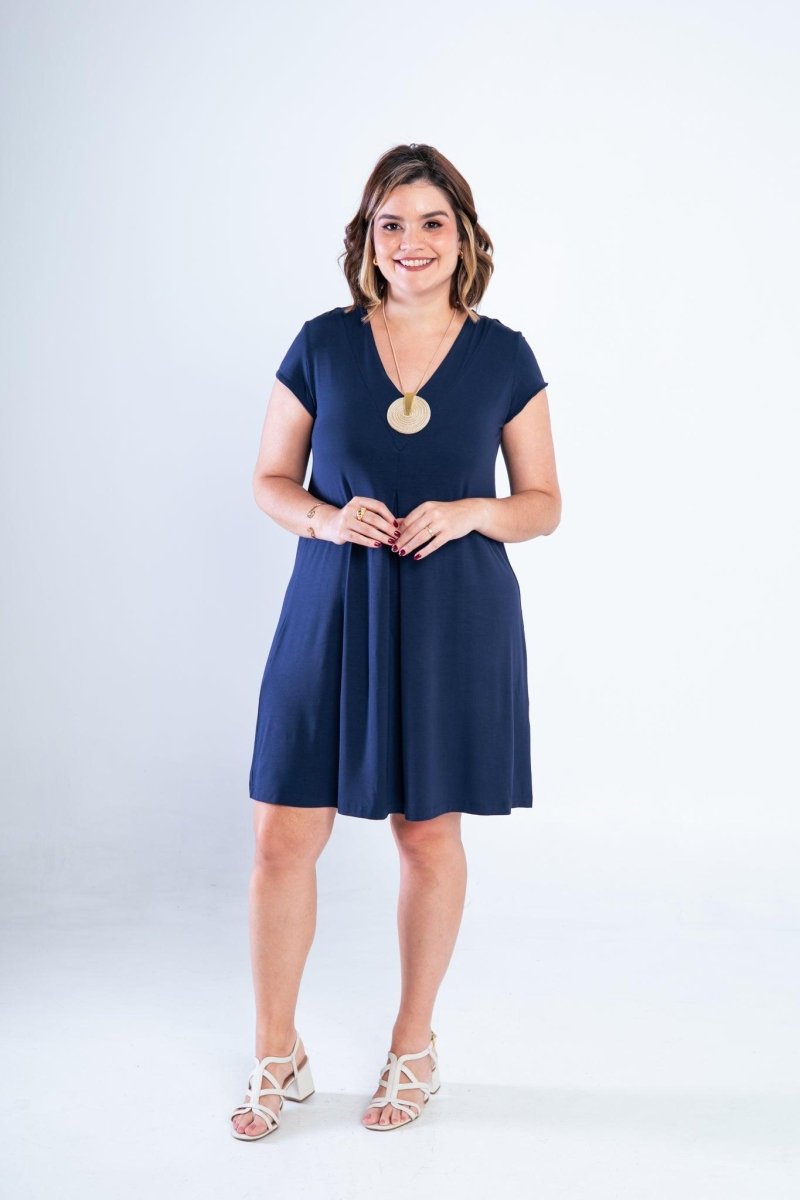 Vestido Laura - Evasê Decote V em Viscolycra - Naguirre Shop