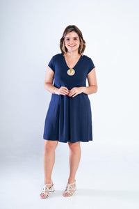 Vestido Laura - Evasê Decote V em Viscolycra - Naguirre Shop
