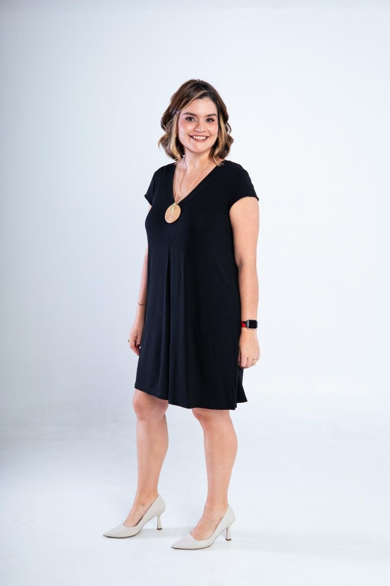 Vestido Laura - Evasê Decote V em Viscolycra - Naguirre Shop