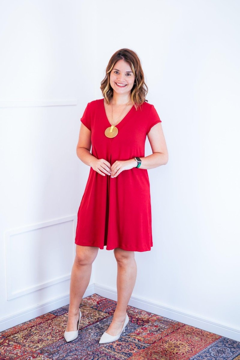Vestido Laura - Evasê Decote V em Viscolycra - Naguirre Shop