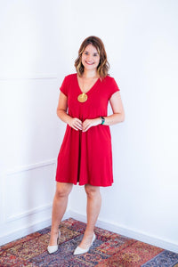 Vestido Laura - Evasê Decote V em Viscolycra - Naguirre Shop