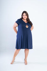 Vestido Laura - Evasê Decote V em Viscolycra - Naguirre Shop