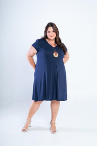 Vestido Laura - Evasê Decote V em Viscolycra - Naguirre Shop