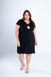 Vestido Laura - Evasê Decote V em Viscolycra - Naguirre Shop