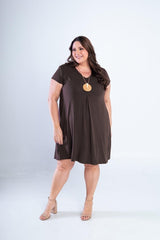 Vestido Laura - Evasê Decote V em Viscolycra - Naguirre Shop