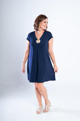 Vestido Laura - Evasê Decote V em Viscolycra - Naguirre Shop