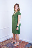 Vestido Laura - Evasê Decote V em Viscolycra - Naguirre Shop
