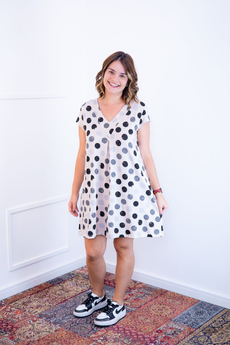 Vestido Laura - Evasê Decote V em Viscolycra Aquarela - Naguirre Shop