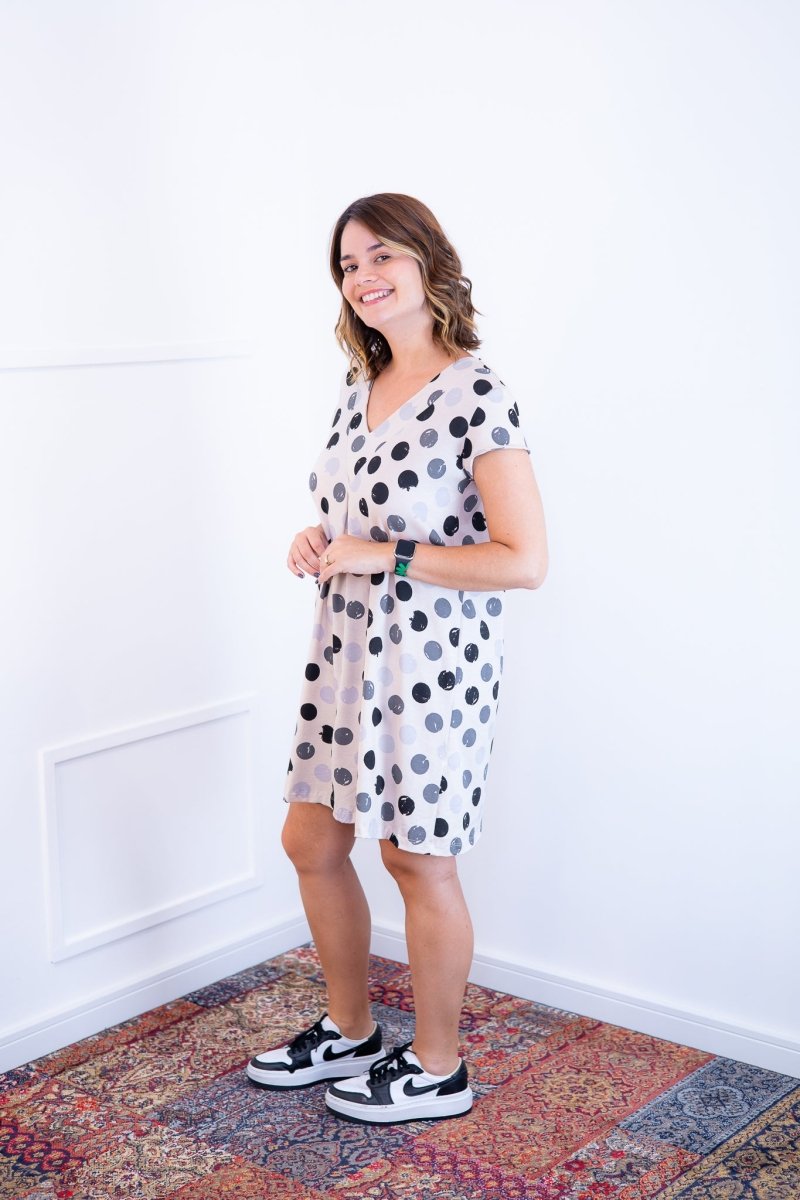 Vestido Laura - Evasê Decote V em Viscolycra Aquarela - Naguirre Shop