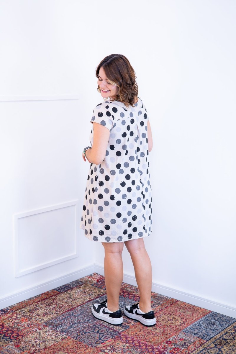 Vestido Laura - Evasê Decote V em Viscolycra Aquarela - Naguirre Shop