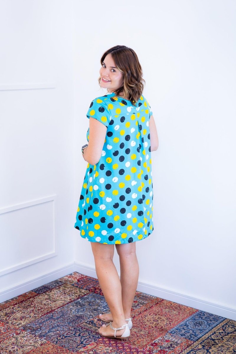 Vestido Laura - Evasê Decote V em Viscolycra Aquarela - Naguirre Shop