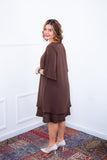 Vestido Lívia - Midi de Duas Camadas Decote V com Manga Morcego em Crepe - Naguirre Shop