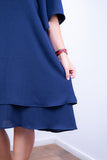 Vestido Lívia - Midi de Duas Camadas Decote V com Manga Morcego em Crepe - Naguirre Shop