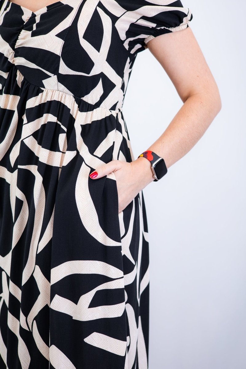 Vestido Longo Cecília – Manga Ciganinha em Viscolinho com Bolsos Laterais - Naguirre Shop