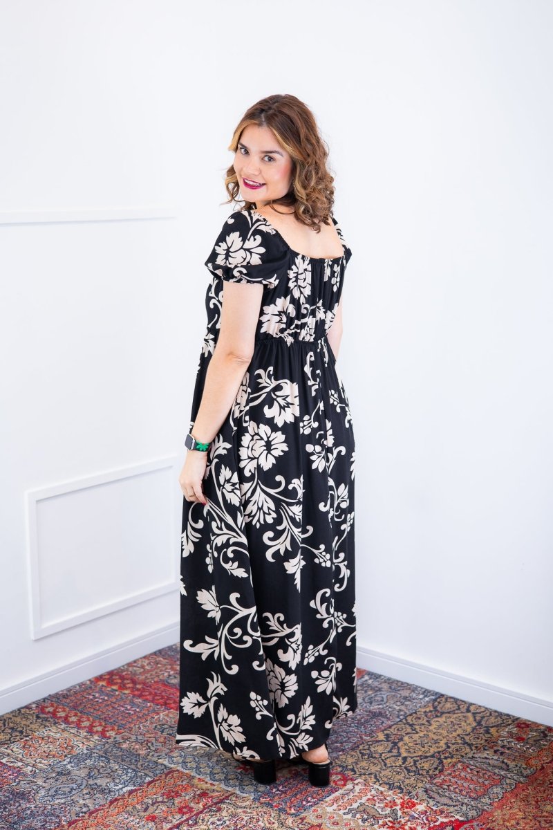 Vestido Longo Cecília – Manga Ciganinha em Viscolinho com Bolsos Laterais - Naguirre Shop