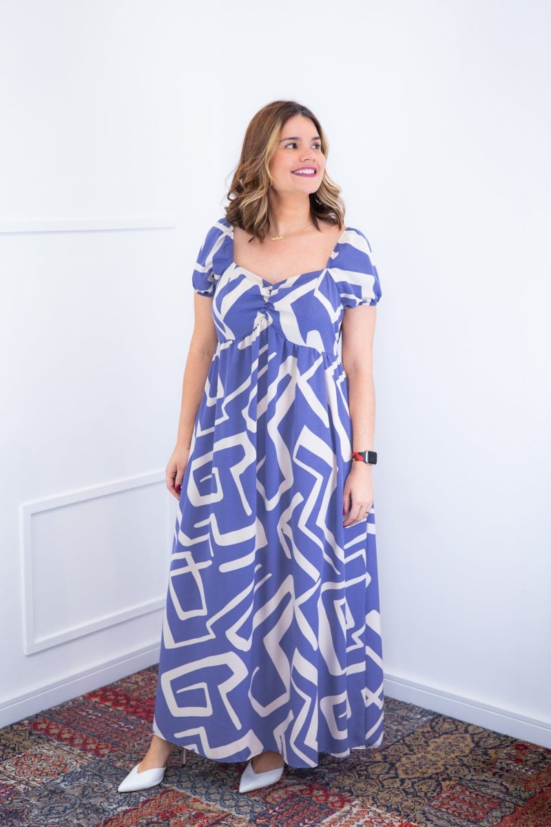 Vestido Longo Cecília – Manga Ciganinha em Viscolinho com Bolsos Laterais - Naguirre Shop