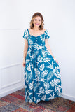 Vestido Longo Cecília – Manga Ciganinha em Viscolinho com Bolsos Laterais - Naguirre Shop