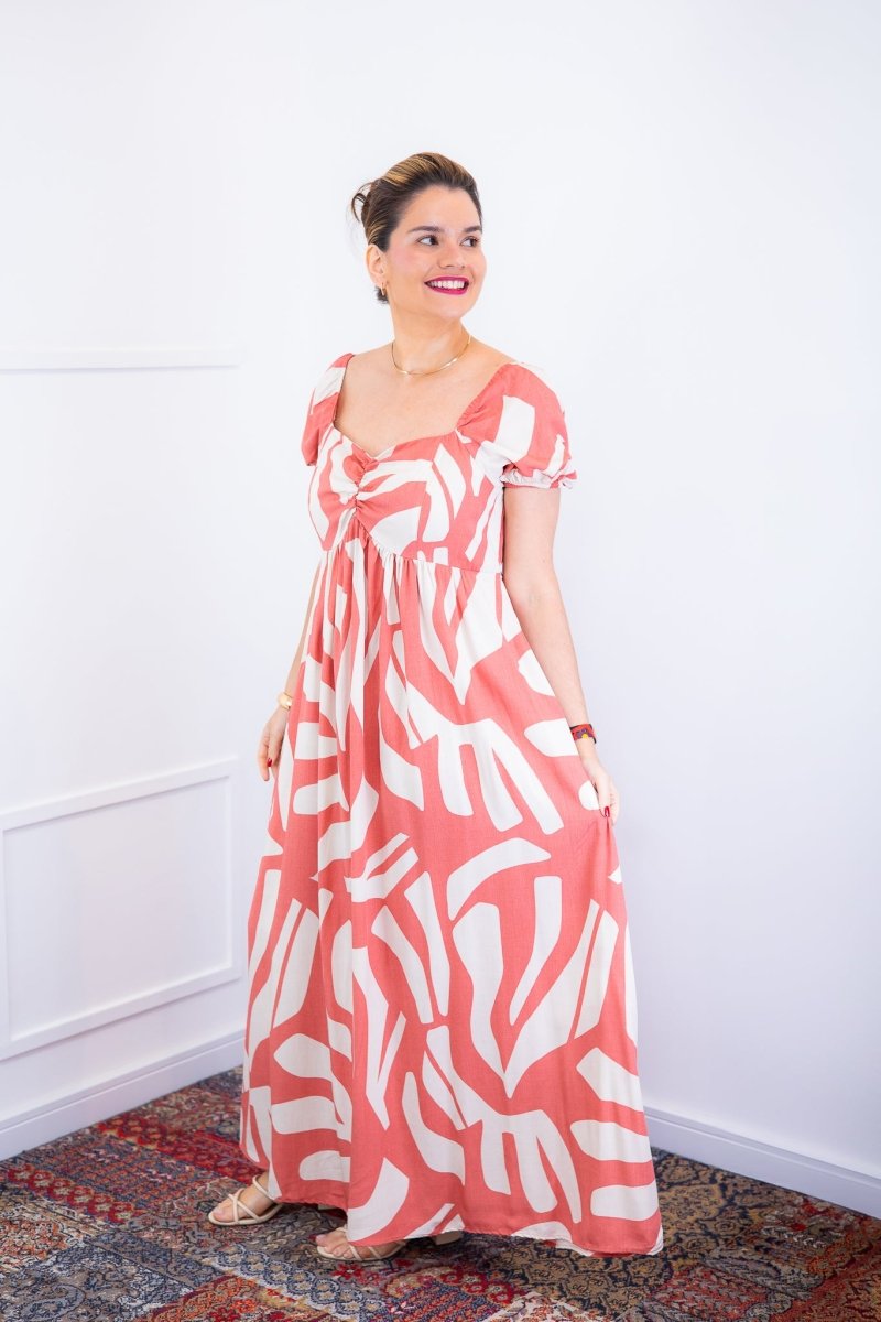 Vestido Longo Cecília – Manga Ciganinha em Viscolinho com Bolsos Laterais - Naguirre Shop