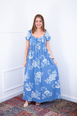 Vestido Longo Cecília – Manga Ciganinha em Viscolinho com Bolsos Laterais - Naguirre Shop