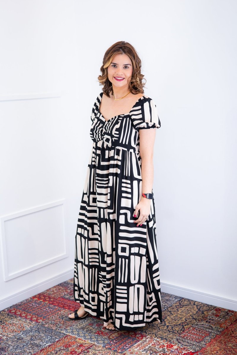 Vestido Longo Cecília – Manga Ciganinha em Viscolinho com Bolsos Laterais - Naguirre Shop