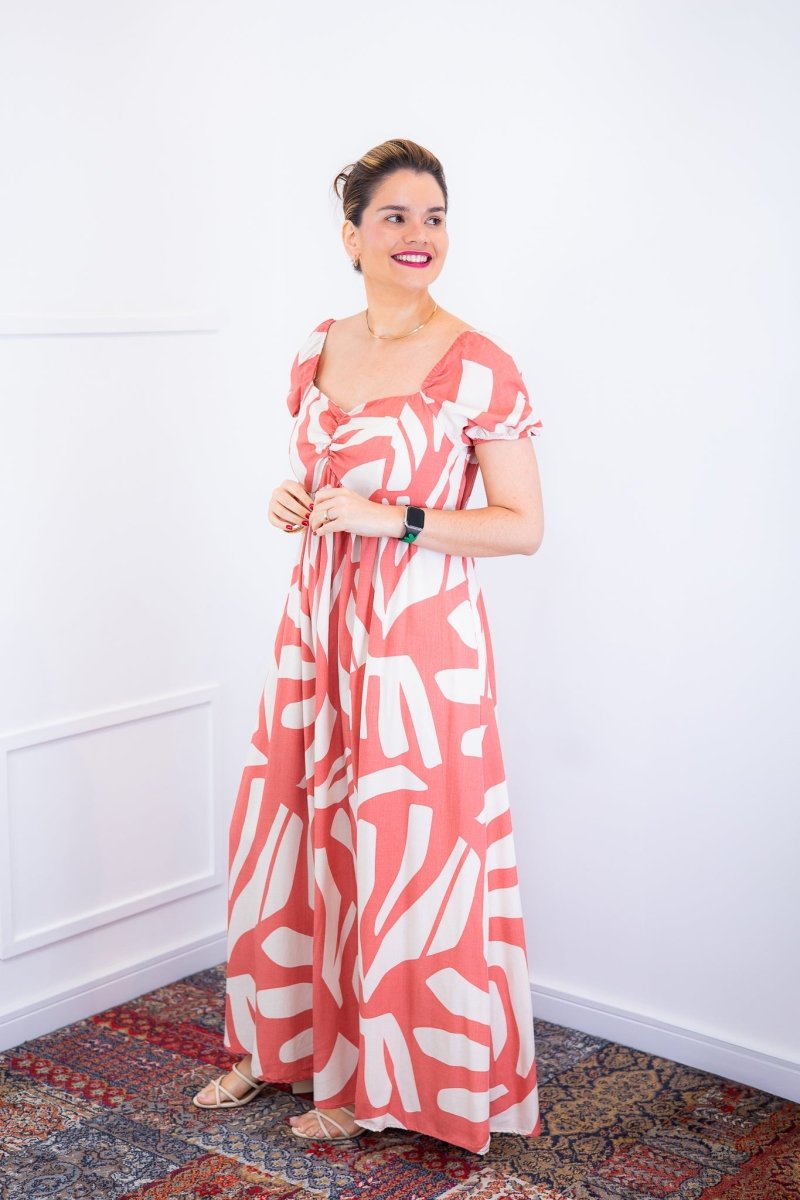 Vestido Longo Cecília – Manga Ciganinha em Viscolinho com Bolsos Laterais - Naguirre Shop