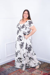 Vestido Longo Cecília – Manga Ciganinha em Viscolinho com Bolsos Laterais - Naguirre Shop