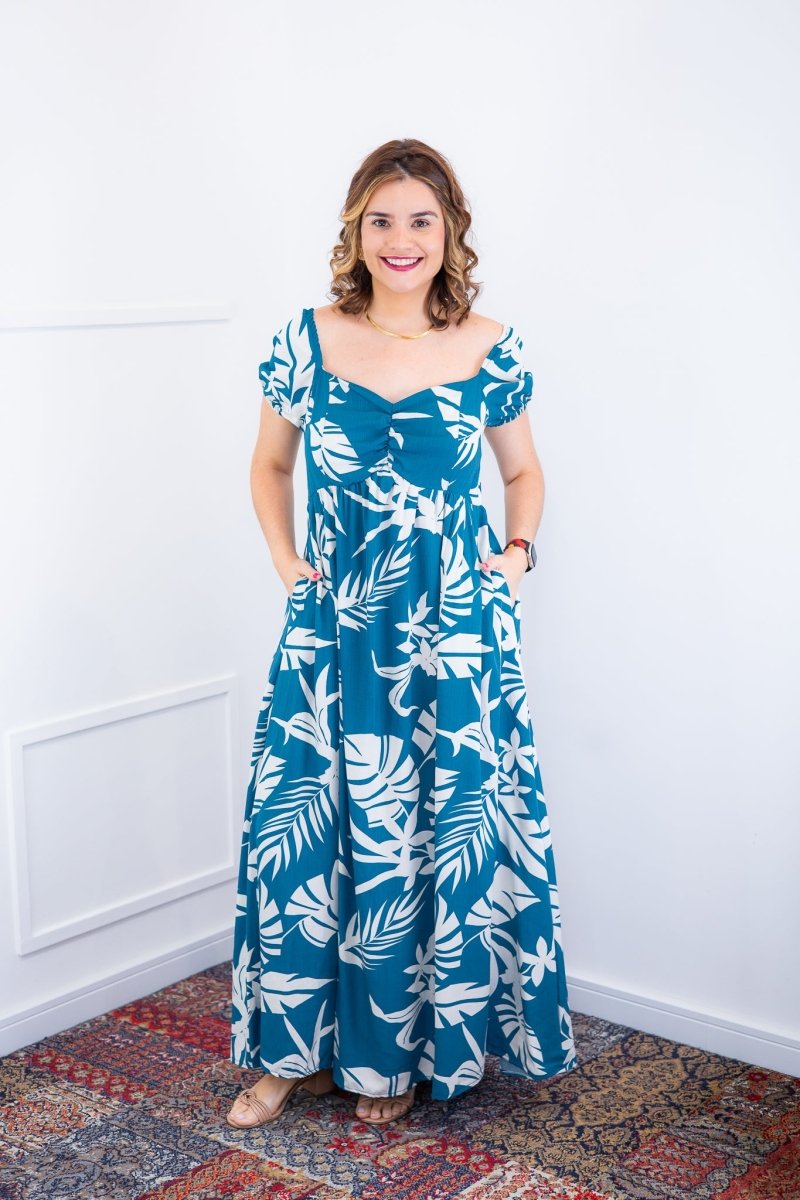 Vestido Longo Cecília – Manga Ciganinha em Viscolinho com Bolsos Laterais - Naguirre Shop