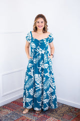 Vestido Longo Cecília – Manga Ciganinha em Viscolinho com Bolsos Laterais - Naguirre Shop