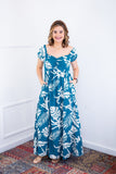 Vestido Longo Cecília – Manga Ciganinha em Viscolinho com Bolsos Laterais - Naguirre Shop