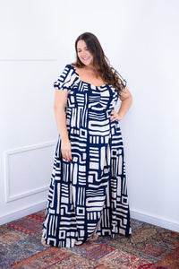 Vestido Longo Cecília – Manga Ciganinha em Viscolinho com Bolsos Laterais - Naguirre Shop