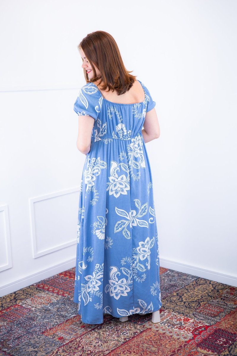 Vestido Longo Cecília – Manga Ciganinha em Viscolinho com Bolsos Laterais - Naguirre Shop