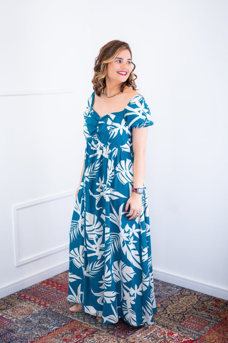 Vestido Longo Cecília – Manga Ciganinha em Viscolinho com Bolsos Laterais - Naguirre Shop