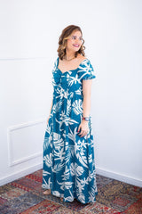 Vestido Longo Cecília – Manga Ciganinha em Viscolinho com Bolsos Laterais - Naguirre Shop